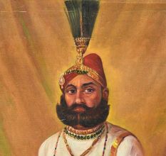 Handmade Multicolored Indian King Canvas Painting