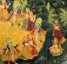 Handmade Multicolored Raas Leela Pichwai Painting