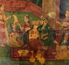 HandmadeÂ Multi-coloured Mughal Canvas Painting Moghul Empire Harem