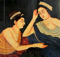 Handmade Multicolored Couple Painting For Home Decoration