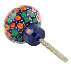 Multicolor Floral Hand Painted Kashmiri Indian Cabinet Knobs