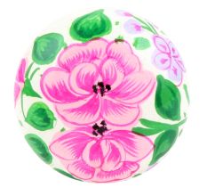Pink Rose Flower Hand Painted Kashmiri Indian Cabinet Knobs