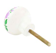 Pink Rose Flower Hand Painted Kashmiri Indian Cabinet Knobs