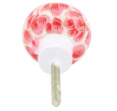 Red Floral Hand Painted Kashmiri Indian Cabinet Knobs