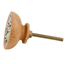 Green White Stone Embedded In Wooden Cabinet Knobs
