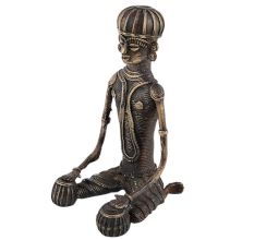 Tribal Man Drummer Statue In Brass