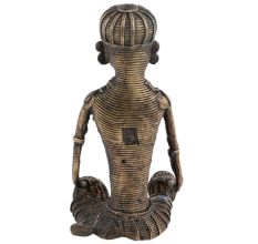 Tribal Man Drummer Statue In Brass