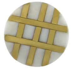 White Round Marble Brass Striped Cabinet knob
