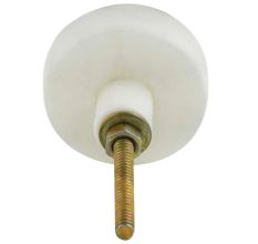 White Round Marble Brass Striped Cabinet knob