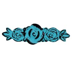 Turquoise Rose Distressed Iron Pull Cabinet Handles