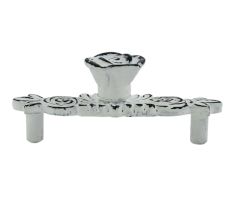 White Rose Distressed Iron Pull Cabinet Handles