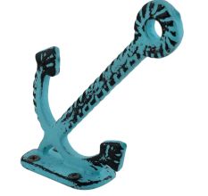 Turquoise Anchor Distressed Iron Hooks