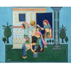 Young Krishna Stealing Butter With His Friends