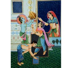 Young Krishna Stealing Butter With His Friends