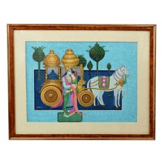 Lord Krishna embracing Rukmini