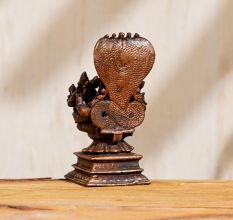 Hadmade Brown Brass Laxmi Narayan Statue With Sheshnag
