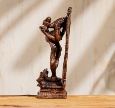 Handmade Brown Brass Statue Of Lord Vishnu's Avatar and His Consort Bhudevi