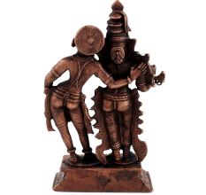 Statue Of Lord Krishna Playing Flute Alongside Goddess Radha