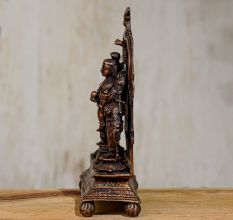 Copper Statue Of Lord Krishna With His Two Wives, Rukmani And Satyabhama