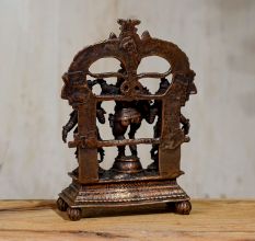 Copper Statue Of Lord Krishna With His Two Wives, Rukmani And Satyabhama