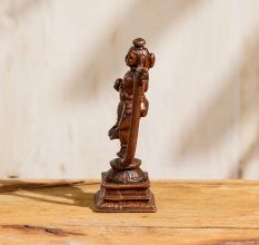 Copper Statue Of Lord Krishna Dancing On Kaliya, The Venomous Snake