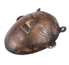 Handmade Brown Brass Ethnic Tribal Face Mask Wall Hanging