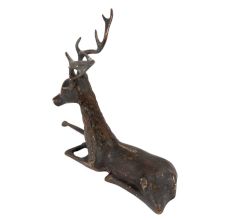 Handmade Brown Brass Sitting Deer Statue