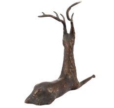 Handmade Brown Brass Sitting Deer Statue