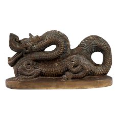 Handmade Brown Brass Sitting Komodo Dragon Statue