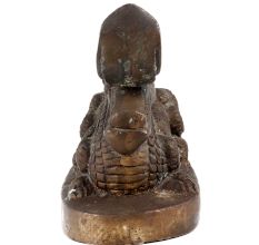 Handmade Brown Brass Sitting Komodo Dragon Statue