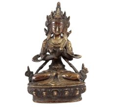 Handmade Brown Golden Brass Tibetan Buddha Statue