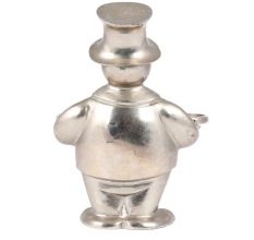 Handmade Silver Brass Fat Man Statue Wearing Hat Holding Long Tray
