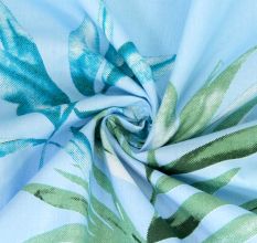 Multicolored Leaves In Turquoise Cotton180 TC Printed Double Bedsheet with Two Pillow Cover