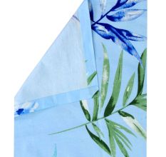 Multicolored Leaves In Turquoise Cotton180 TC Printed Double Bedsheet with Two Pillow Cover