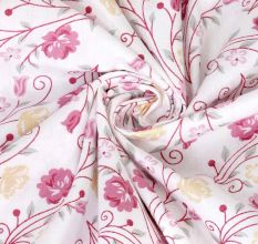 Pink Floral Cotton180 TC Printed Double Bedsheet with Two Pillow Cover