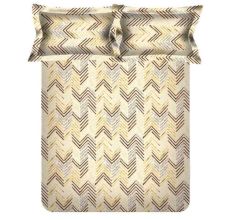 Spaces 104 TC Cotton Brown Double Bed Sheet with 2 Pillow Covers