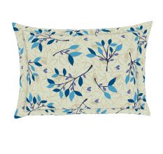 Spaces 104 TC Blue Leaves Cotton Double Bed Sheet with 2 Pillow Covers