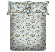 Brown Leaves Spaces 104 TC Cotton Double Bed Sheet with 2 Pillow Covers