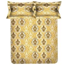 Yellow Spaces 104 TC Cotton Double Bed Sheet with 2 Pillow Covers
