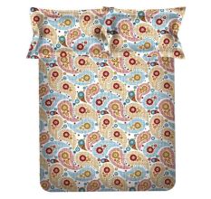 Multicolored Spaces 104 TC Cotton Double Bed Sheet with 2 Pillow Covers