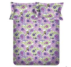 Spaces 104 TC Purple Cotton Double Bed Sheet with 2 Pillow Covers