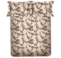 Brown Leaves Spaces 104 TC Cotton Double Bed Sheet with 2 Pillow Covers