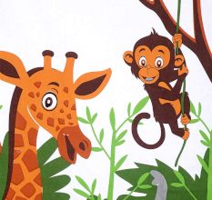 Multi Colored Chic Home Kids Jungle 180 TC Cotton Single Bedsheet with One Pillow Cover