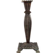 Handmade Brown Footed Brass Candlestick With Engraved Design