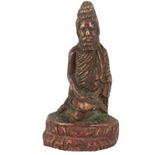 Handmade Brown Tarnished Brass Sitting Indian Sage Statue