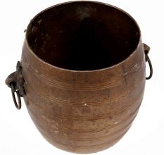 Handcrafted Brown Brass Planter Pot with 2 Ring Handles