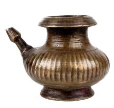 Handmade Brown Brass Water Pot with Spout for Daily Worship