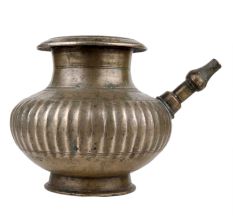 Handmade Brown Brass Pot With Spout Indian Holy Water Vessel