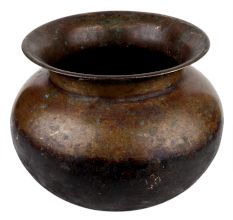 Handmade Patina Rich Round Brass Pot Or Lota