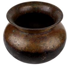 Handmade Patina Rich Round Brass Pot Or Lota
